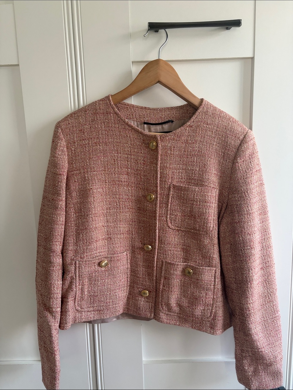Weekend Max Mara Pink Tweed Button Jacket